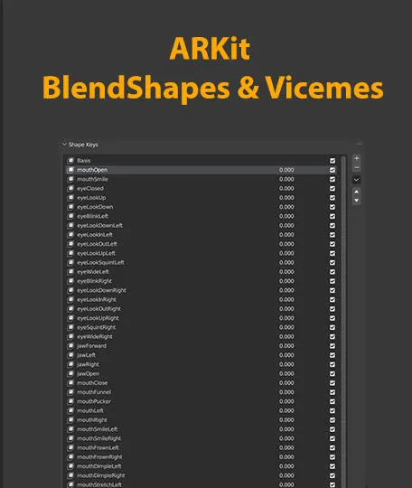 52 ARKit blendshapes for realistic facial expressions